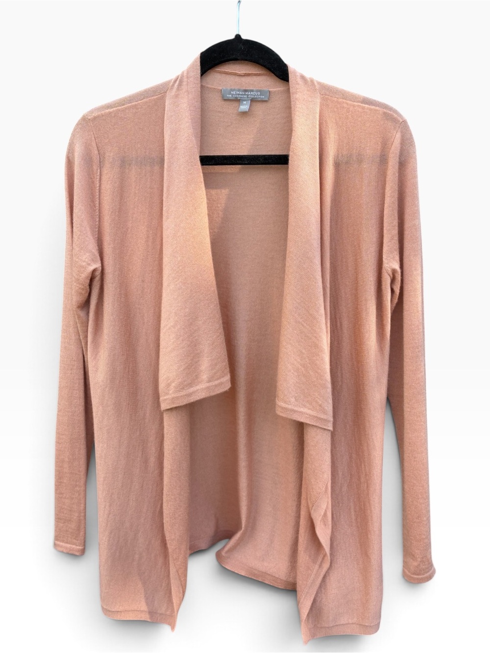 Neiman Marcus cashmere shawl front blush cashmere cardigan sweater. Sz M